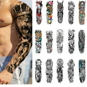 Venta al por mayor completo brazo tatuaje pegatina impermeable tatuajes temporales <span class=keywords><strong>mangas</strong></span> para Mujeres Hombres tatuaje arte corporal 480x17cm - Product Image 4