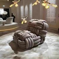 Fauteuil de salon moderne en tissu tressé Nordic Kintty Knot pour salon, chambre à coucher, fauteuil de détente