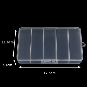 Caja de plástico transparente para aparejos de pesca, 5 compartimentos, 17,5x11,6x2,1 cm, almacenamiento de escritorio para señuelos y piezas pequeñas - Product Image 4