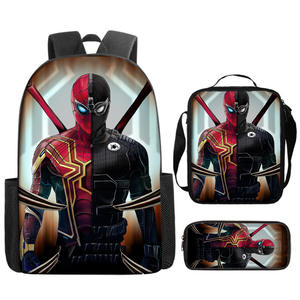 Nouveau style : Ensemble trois pièces – Sac à dos Spider-Man de dessin animé, sacs messager portables et trousse à crayons étanche pour cartables d'étudiant - Product Image 2
