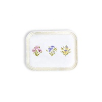 Plateau rectangulaire en mélamine personnalisable Bestwares, motif de pansy, bordure dorée, plateau de service pour la maison, l'hôtel, le restaurant, usage quotidien