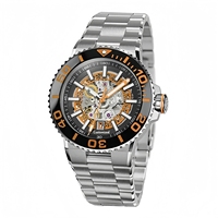Montre de plongée lumineuse de luxe 43mm personnalisée en usine pour hommes, montres mécaniques automatiques squelette en acier inoxydable