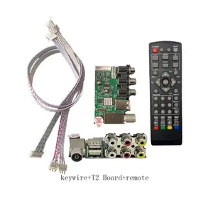 Em estoques, dvb t2 conjunto superior caixa pcb placa com fio de teclado remoto para cor tv usando