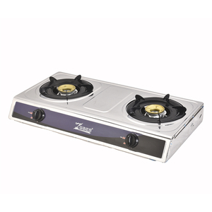 Cuisinière à gaz de table en acier inoxydable à 2 brûleurs avec couvercle en fonte, double cuisinière pour usage domestique - Product Image 2