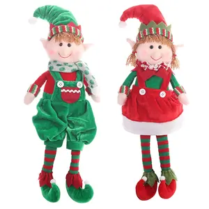 Boneka Jin gantung kaki Natal anak-anak, mainan anak Giggling Elf Gigglers Natal, boneka dekorasi mewah, boneka Elf Natal hadiah