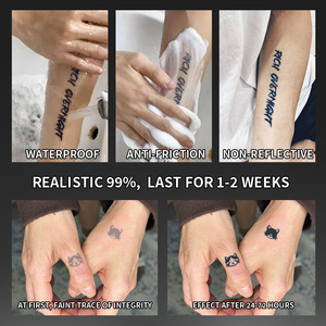 Tatuaggio temporaneo a forma di cuore con gatto carino, tatuaggio semipermanente impermeabile e resistente al sudore, dura 2 settimane, per braccio e gamba - Product Image 5