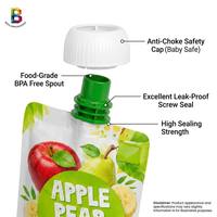 Sachet alimentaire pour bébé imprimé sur mesure, certifié FDA, sans solvant, biologique, conforme aux normes européennes, recyclable, avec bec verseur pour purée de fruits