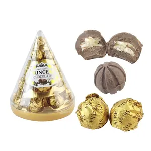 HALAL big pyramid golden wrapping biscuit chocolate wafer ball