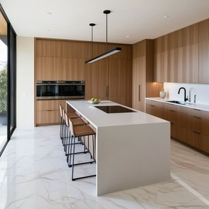 Moderno lusso modulare <span class=keywords><strong>cucina</strong></span> Set impiallacciatura di legno in acciaio inox lavello muro di stoccaggio mobili per la <span class=keywords><strong>cucina</strong></span> - Product Image 1