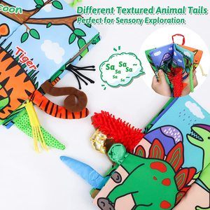 Bán Buôn Động Vật Đuôi Yên Tĩnh Trẻ Em Đầu Tiên Của Tôi Bé Mềm Vải Bận Rộn Cuốn Sách Đen & Trắng Vải Bé Cuốn Sách Đồ Chơi Set - Product Image 6