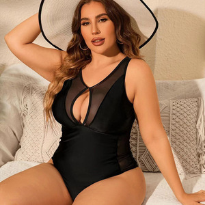 Nouveau <span class=keywords><strong>maillot</strong></span> de bain une pièce <span class=keywords><strong>grande</strong></span> <span class=keywords><strong>taille</strong></span> pour femmes, sexy, ajouré, amincissant, avec un design de plage tendance - Product Image 3