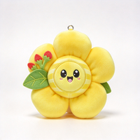 Porte-clés en peluche fleur jaune personnalisé, broderie « J'aime le Brunei », mascotte florale rembourrée, souvenir touristique