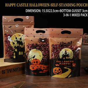 Bolsa de Halloween con cierre resellable y asa de parche, impresa en huecograbado, para almacenamiento de alimentos - Product Image 4