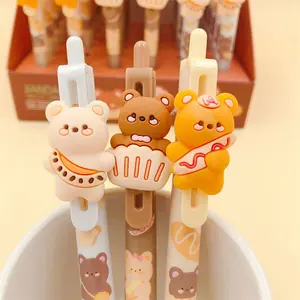 United Kingdom top selling school office stationery gift promotion soft rubber lovely animals bear design gel ink pens for 2023