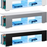 Unités murales de télévision de luxe meubles de salon lumière LED support de télévision et ensemble de table basse meuble TV en bois moderne