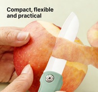 Couteau à fruits pliant portable en céramique, lame blanche tranchante, finition polie, ambidextre, avec verrouillage, idéal pour la cuisine, le pelage, les voyages et les dortoirs