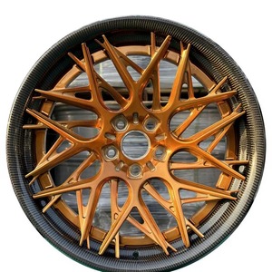 Sharp Multi <b>Spoke</b> Concave Two Piece Forged Auto Rim Wrapped Carbon Fiber Barrel Bronze Finish Custom PCD ET <b>Wheel</b> With Center - Product Image 5