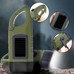 Lampe torche LED solaire à manivelle portable en ABS, directement de l'usine, pour la randonnée, multifonctionnelle, recharge USB de survie - Product Image 1