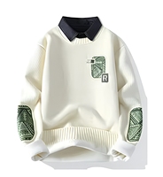 Pull en maille deux pièces pour homme FNJIA en polyester et élasthanne, doublé polaire et rembourré, décontracté, hiver, fabricant
