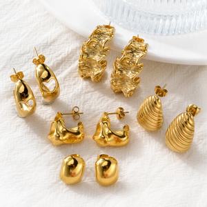 Bijoux en gros imperméables, plaqués or 18 carats PVD, acier inoxydable, boucles d'oreilles géométriques tendance pour unisexe - Product Image 1