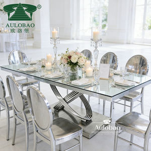 Wedding Banquet Hall <b>Mirror</b> Glass 12 Seater Dining <b>Table</b> Set Modern - Product Image 6