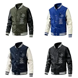 Chaqueta Universitaria LAYENNE de Alta Calidad, Logotipo Personalizado, Bordado en Lona, Mangas de Cuero, Chaqueta Universitaria de Béisbol para Hombre - Product Image 2