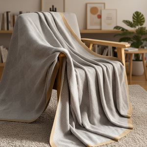 Couverture en tricot nordique écologique, <span class=keywords><strong>fine</strong></span> mais chaude, <span class=keywords><strong>couette</strong></span> de voyage, jeté géométrique portable, décoration de canapé d'hôtel, salle de bain - Product Image 1