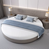 Cadre de lit rond moderne, lit rembourré de qualité commerciale avec tailles personnalisées, pour hôtel et chambre de luxe