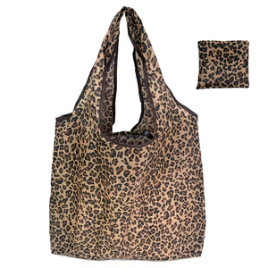 Sac de courses pliable à imprimé léopard, grand sac de courses en tissu non tissé, sac de transport avec poignée d'épaule, réutilisable, respectueux de l'environnement - Product Image 1