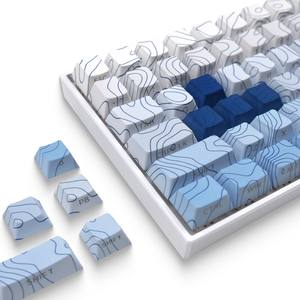 XVX Keycaps Bleu et Blanc Porcelaine Lignes Cerise Profil Side Print Dye-sub PBT Keycap Set (135-Key) Modèle <span class=keywords><strong>Cherry</strong></span> English - Product Image 3