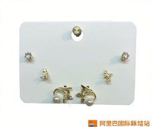 Orecchini a farfalla placcati in argento con zirconi e perle finte per gioielli da donna alla moda - Product Image 1