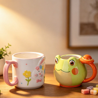 Tasse à café/thé en céramique 3D Redeco motif grenouille et lapin, motif floral, cadeau, vente en gros, logo personnalisé, collection Printemps