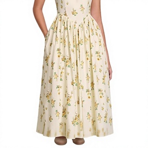 Elegante Vestido Maxi con Estampado Floral, Cuello en V, Tirantes Finos, Corte en A, con Bolsillos, de Chifón, Casual, Transpirable, para Mujer, Primavera/Verano - Product Image 2