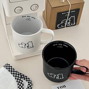 Cachorro esmerilado de gama alta estilo coreano ins desayuno café cerámica blanco y negro Juego de tazas <span class=keywords><strong>para</strong></span> parejas - Product Image 4