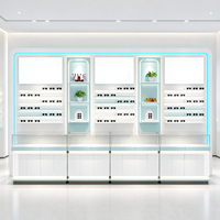 Meubles pour magasin d'optique, unité d'affichage murale blanche, cadre néon LED, comptoir en verre, vitrine, panneaux d'affichage, CE ETL pour magasin d'optique