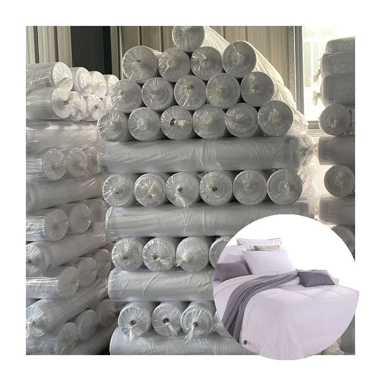 Harga murah bahan grosir tekstil polos 100% poliester 90gsm kain putih diputihkan untuk sprei