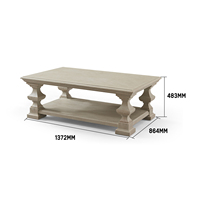 Table Basse en Bois Massif d'Orme et Pin Recyclé Style Antique Français avec Étagère de Rangement pour Salon - Meuble de Maison - Vente Chaude