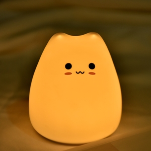 Lámpara de noche infantil con forma de gato, de silicona, que cambia de color, con luz LED RGB táctil, para la mesita de noche, para bebés y niños, mini lámpara para dormitorio. - Product Image 2