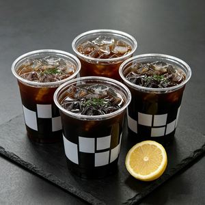 Gobelets en plastique PET transparents personnalisés de 16/18 oz avec couvercles et pailles pour café, jus et eau - Product Image 1