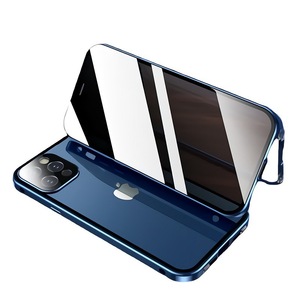 Étui de téléphone pour <span class=keywords><strong>iPhone</strong></span> 14 13 12 <span class=keywords><strong>11</strong></span> Pro Max avec protection d'écran en verre <span class=keywords><strong>magnétique</strong></span> double face <span class=keywords><strong>anti</strong></span>-<span class=keywords><strong>espion</strong></span>, pare-chocs en métal, écran de confidentialité - Product Image 3