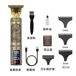 Alat pangkas rambut untuk pria, Set gunting rambut tukang cukur nirkabel profesional, Set alat cukur rambut dengan tampilan LED