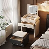 Meubles de maison : Coiffeuse en bois blanche pour chambre à coucher, avec rangement, miroir et éclairage, pour filles