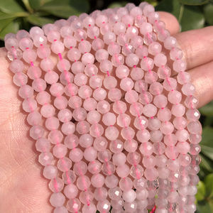 Cuentas de Cuarzo Rosa Natural Facetadas de 2/3/4 mm al por Mayor, Cuentas Sueltas de Piedras Pequeñas para la Fabricación de Joyas y Manualidades - Product Image 2