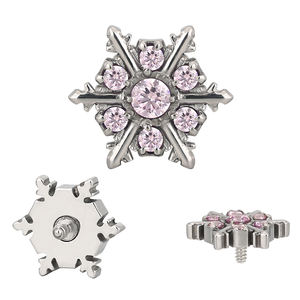Snowflake Earring Titanium CNC Set CZ Snow 16G Labret roscado internamente - Product Image 4