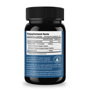 Complément de collagène de haute qualité avec acide hyaluronique et vitamine C pour hommes et femmes, favorise la santé de la peau et la réduction des rides, capsules de collagène - Product Image 3