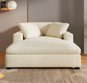 Modern Oversized Chaise Lounge Chair-Corduroy Fabric Waterproof Adjustable Height Durable Wood Legs Living Room Furniture - Product Image 2