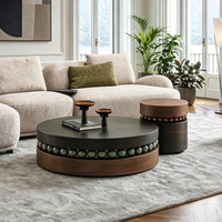 2026 Vintage Luxuriöser Holz-Couchtisch Kreatives Rundes Wohnzimmer-Couchtisch-Set Hochwertiger Neuester Designer-Beistelltisch