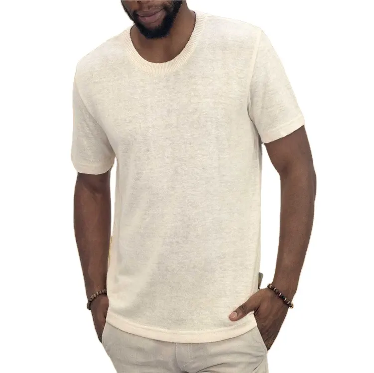 Giyim kenevir T Shirt üreticileri toptan kenevir erkekler yüksek kaliteli düz rahat örme düz boyalı ısmarlama boyut 100 adet