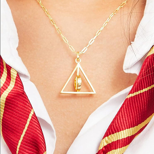 Gemnel Deathly Hallows Spinning 18K chapado en oro Triángulo personalizado clip cadena collares - Product Image 6