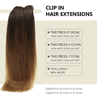 Klip Ekstensi Rambut Manusia Tebal Ins 100% Klip Remy Tak Terlihat Dalam Ekstensi Rambut 6 Pakan 18 Klip dengan Renda
